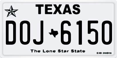 TX license plate DOJ6150