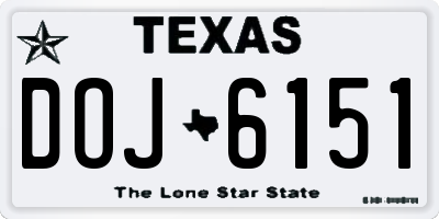 TX license plate DOJ6151