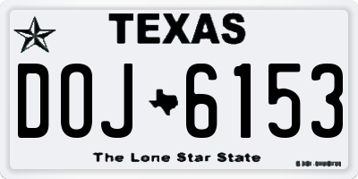 TX license plate DOJ6153