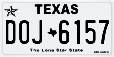 TX license plate DOJ6157