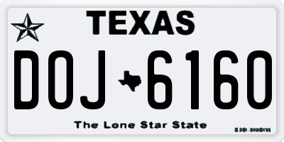 TX license plate DOJ6160