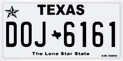TX license plate DOJ6161