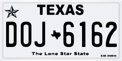 TX license plate DOJ6162