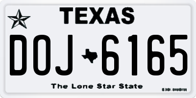 TX license plate DOJ6165