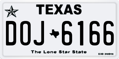 TX license plate DOJ6166