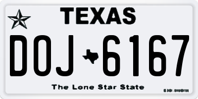 TX license plate DOJ6167