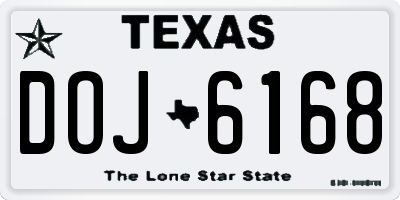 TX license plate DOJ6168