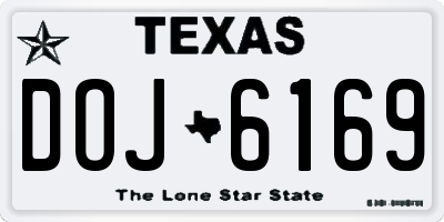 TX license plate DOJ6169