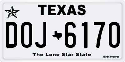 TX license plate DOJ6170