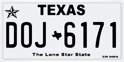 TX license plate DOJ6171
