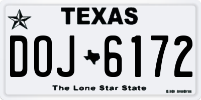 TX license plate DOJ6172