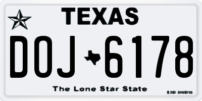 TX license plate DOJ6178