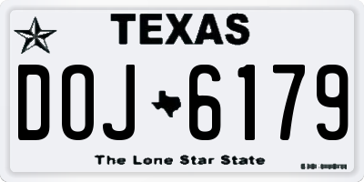 TX license plate DOJ6179