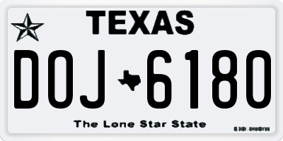 TX license plate DOJ6180