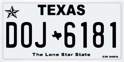 TX license plate DOJ6181