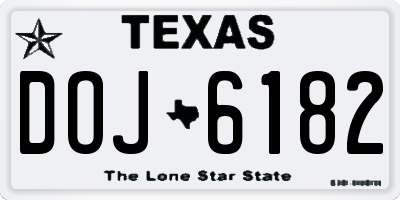 TX license plate DOJ6182