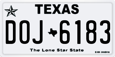 TX license plate DOJ6183