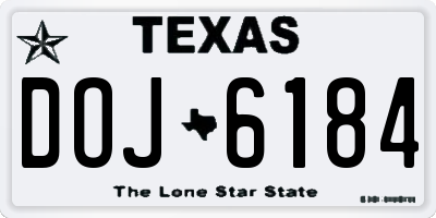 TX license plate DOJ6184
