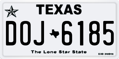 TX license plate DOJ6185