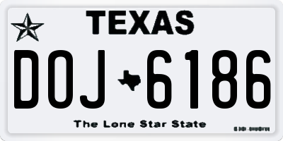 TX license plate DOJ6186