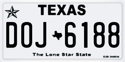 TX license plate DOJ6188
