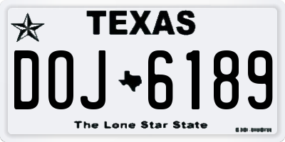 TX license plate DOJ6189