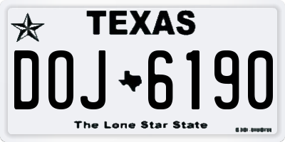 TX license plate DOJ6190