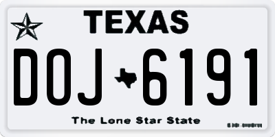 TX license plate DOJ6191