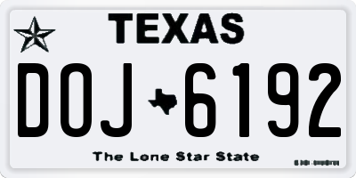 TX license plate DOJ6192