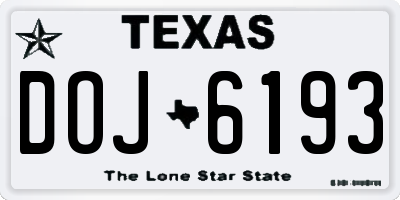 TX license plate DOJ6193
