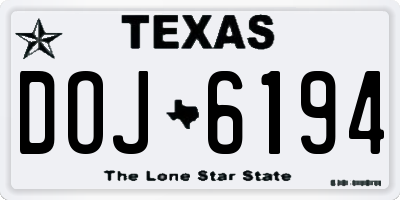 TX license plate DOJ6194
