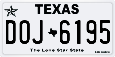 TX license plate DOJ6195