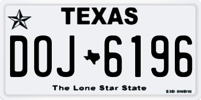 TX license plate DOJ6196