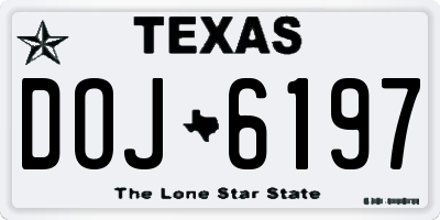 TX license plate DOJ6197