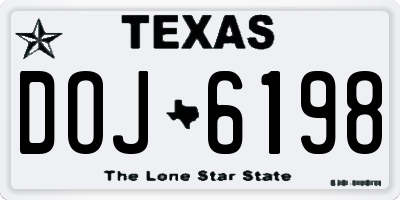 TX license plate DOJ6198