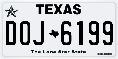 TX license plate DOJ6199