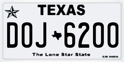 TX license plate DOJ6200