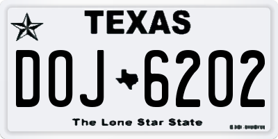 TX license plate DOJ6202