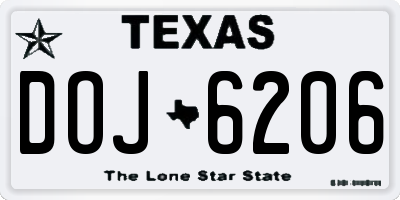 TX license plate DOJ6206