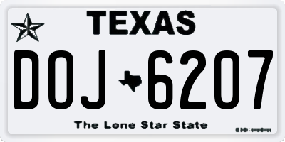 TX license plate DOJ6207