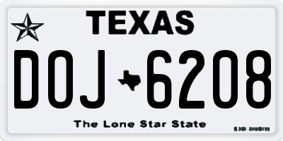 TX license plate DOJ6208