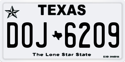 TX license plate DOJ6209