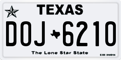 TX license plate DOJ6210