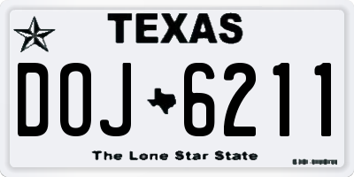 TX license plate DOJ6211