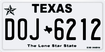 TX license plate DOJ6212