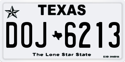 TX license plate DOJ6213