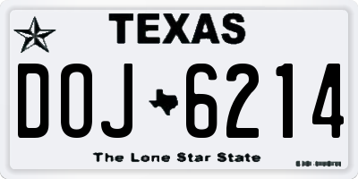 TX license plate DOJ6214