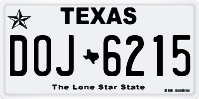 TX license plate DOJ6215