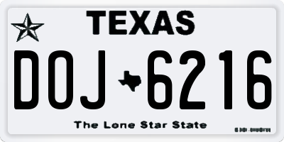 TX license plate DOJ6216