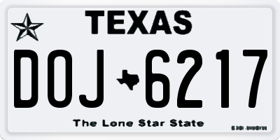 TX license plate DOJ6217